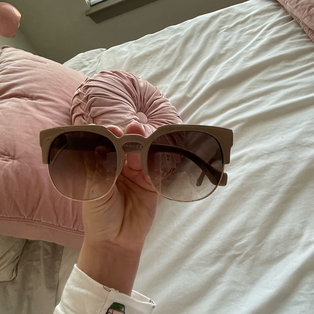 Balenciaga Pink Rose Mauve Blush Creme Gold Rim Sunglasses